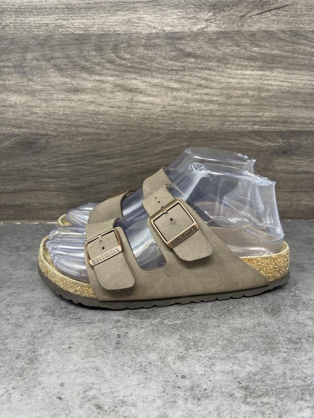 Birkenstock Arizona Sandals Womens Size 4 (35) Brown Leather Buckle Slide Strap